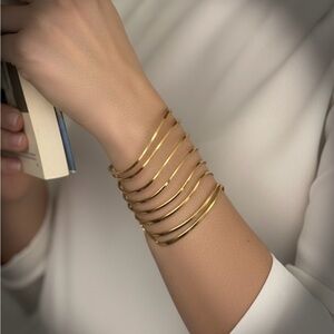 Gold Tone Multi-Row Arm Cuff
